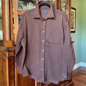 Cozy GAP Shacket espresso brown sweatshirt fleece